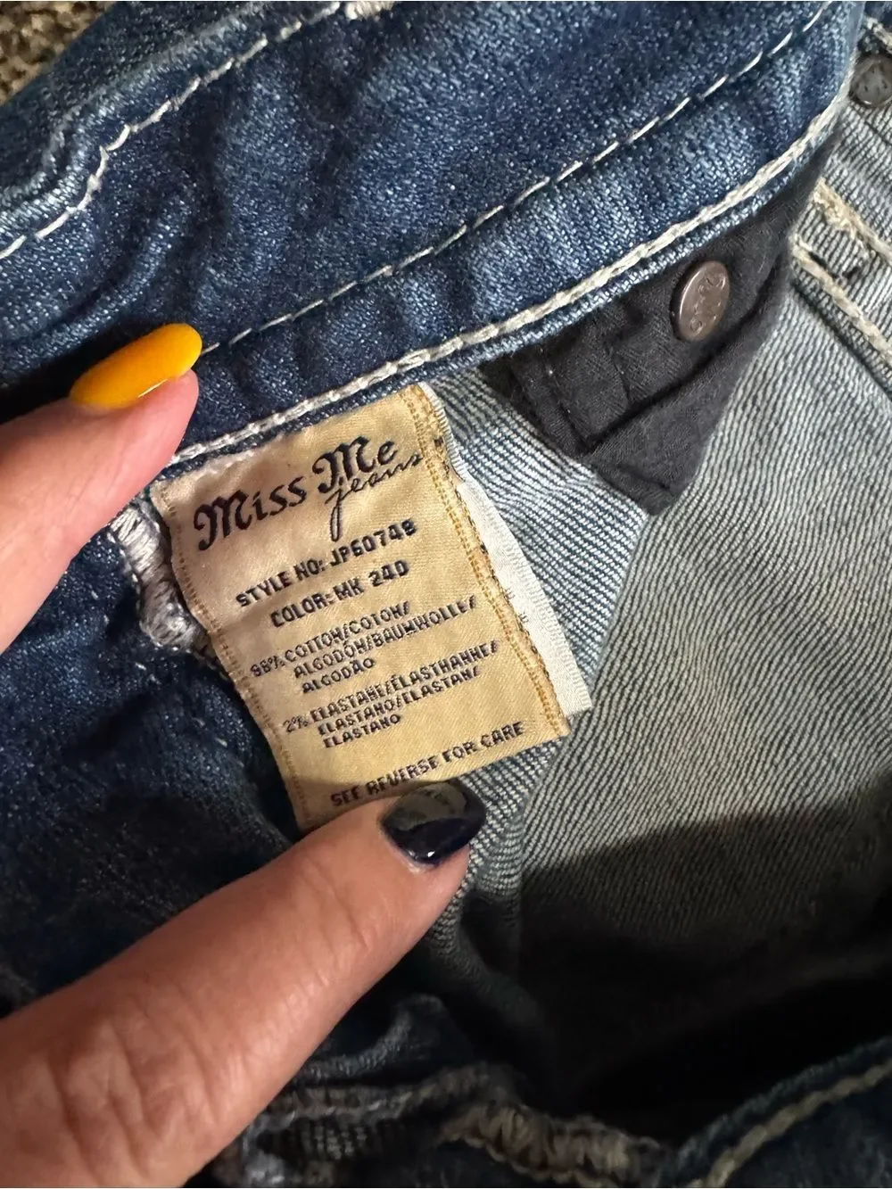 Miss Me Dark Blue Boot Cut Jeans with Embroidered Cross Pockets